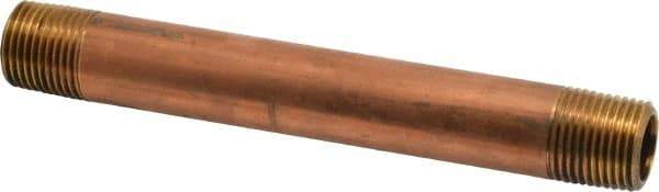 Merit Brass - 6" Long, 1/2" Pipe Threaded Brass Pipe Nipple - BSPT Thread, Red Brass - Apex Tool & Supply