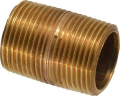 Merit Brass - 1-3/8" Long, 3/4" Pipe Threaded Brass Pipe Nipple - BSPT Thread, Red Brass - Apex Tool & Supply