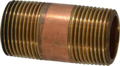 Merit Brass - 2" Long, 3/4" Pipe Threaded Brass Pipe Nipple - BSPT Thread, Red Brass - Apex Tool & Supply