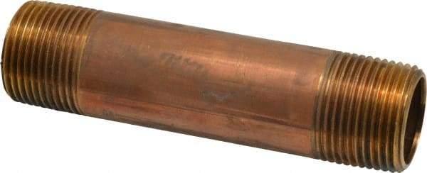 Merit Brass - 5" Long, 1" Pipe Threaded Brass Pipe Nipple - BSPT Thread, Red Brass - Apex Tool & Supply