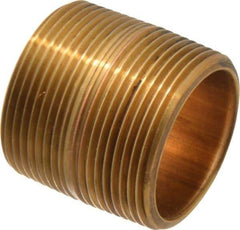 Merit Brass - 1-3/4" Long, 1-1/2" Pipe Threaded Brass Pipe Nipple - BSPT Thread, Red Brass - Apex Tool & Supply