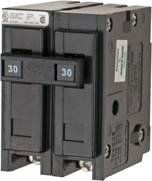 Eaton Cutler-Hammer - 30 Amp, 120/240 VAC, 24 VDC, 48 VDC, 80 VDC, 2 Pole, Plug In Miniature Circuit Breaker - Thermal Magnetic Trip, 14-4 AWG, 2-3/8 Inch Deep x 2-15/16 Inch High x 2 Inch Wide - Apex Tool & Supply