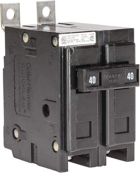 Eaton Cutler-Hammer - 40 Amp, 120/240 VAC, 24 VDC, 48 VDC, 80 VDC, 2 Pole, Bolt On Miniature Circuit Breaker - Thermal Magnetic Trip, 14-4 AWG, 2-3/8 Inch Deep x 2-15/16 Inch High x 2 Inch Wide - Apex Tool & Supply
