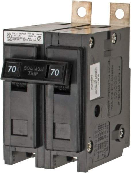 Eaton Cutler-Hammer - 70 Amp, 120/240 VAC, 24 VDC, 48 VDC, 80 VDC, 2 Pole, Bolt On Miniature Circuit Breaker - Thermal Magnetic Trip, 8-1/0 AWG, 2-3/8 Inch Deep x 2-15/16 Inch High x 2 Inch Wide - Apex Tool & Supply