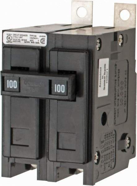 Eaton Cutler-Hammer - 100 Amp, 120/240 VAC, 24 VDC, 48 VDC, 80 VDC, 2 Pole, Bolt On Miniature Circuit Breaker - Thermal Magnetic Trip, 8-1/0 AWG, 2-3/8 Inch Deep x 2-15/16 Inch High x 2 Inch Wide - Apex Tool & Supply