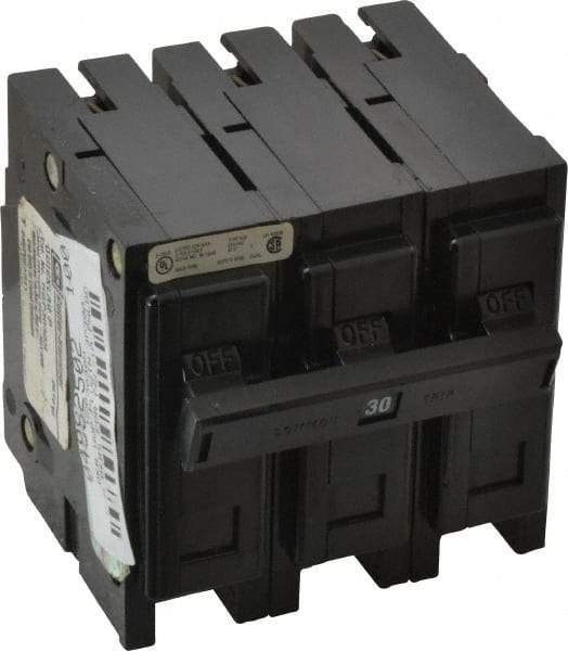 Eaton Cutler-Hammer - 30 Amp, 240 VAC, 3 Pole, Plug In Miniature Circuit Breaker - Thermal Magnetic Trip, 14-4 AWG, 2-3/8 Inch Deep x 2-15/16 Inch High x 3 Inch Wide - Apex Tool & Supply