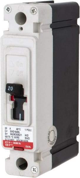 Eaton Cutler-Hammer - 20 Amp, 125 VDC, 240 VAC, 1 Pole, Molded Case Circuit Breaker - Thermal Magnetic Trip, 18 kA at 240 VAC Breaking Capacity, 14-1/0 AWG, 3-3/8 Inch Deep x 6 Inch High x 4-1/8 Inch Wide - Apex Tool & Supply
