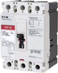 Eaton Cutler-Hammer - 50 Amp, 250 VDC, 480 VAC, 3 Pole, Molded Case Circuit Breaker - Thermal Magnetic Trip, 18 kA at 240 VAC Breaking Capacity, 14-1/0 AWG, 3-3/8 Inch Deep x 6 Inch High x 4-1/8 Inch Wide - Apex Tool & Supply