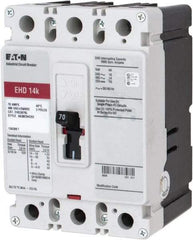 Eaton Cutler-Hammer - 70 Amp, 250 VDC, 480 VAC, 3 Pole, Molded Case Circuit Breaker - Thermal Magnetic Trip, 18 kA at 240 VAC Breaking Capacity, 14-1/0 AWG, 3-3/8 Inch Deep x 6 Inch High x 4-1/8 Inch Wide - Apex Tool & Supply