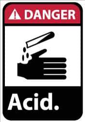NMC - "Danger - Acid", 14" Long x 10" Wide, Rigid Plastic Safety Sign - Rectangle, 0.05" Thick, Use for Hazardous Materials - Apex Tool & Supply