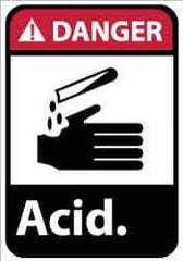 NMC - "Danger - Acid", 14" Long x 10" Wide, Rigid Plastic Safety Sign - Rectangle, 0.05" Thick, Use for Hazardous Materials - Apex Tool & Supply