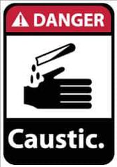 NMC - "Danger - Caustic", 14" Long x 10" Wide, Rigid Plastic Safety Sign - Rectangle, 0.05" Thick, Use for Hazardous Materials - Apex Tool & Supply