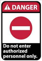 NMC - "Danger - Do Not Enter - Authorized Personnel Only", 14" Long x 10" Wide, Rigid Plastic Safety Sign - Rectangle, 0.05" Thick, Use for Security & Admittance - Apex Tool & Supply