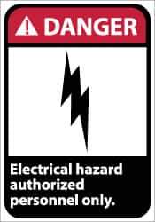 NMC - "Danger - Electrical Hazard - Authorized Personnel Only", 14" Long x 10" Wide, Pressure-Sensitive Vinyl Safety Sign - Rectangle, 0.004" Thick, Use for Accident Prevention - Apex Tool & Supply