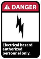 NMC - "Danger - Electrical Hazard - Authorized Personnel Only", 14" Long x 10" Wide, Pressure-Sensitive Vinyl Safety Sign - Rectangle, 0.004" Thick, Use for Accident Prevention - Apex Tool & Supply