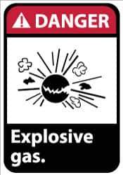 NMC - "Danger - Explosive Gas", 14" Long x 10" Wide, Rigid Plastic Safety Sign - Rectangle, 0.05" Thick, Use for Accident Prevention - Apex Tool & Supply