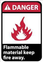NMC - "Danger - Flammable Material - Keep Fire Away", 14" Long x 10" Wide, Rigid Plastic Safety Sign - Rectangle, 0.05" Thick, Use for Hazardous Materials - Apex Tool & Supply