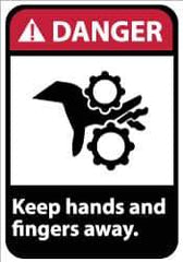 NMC - "Danger - Keep Hands and Fingers Away", 14" Long x 10" Wide, Rigid Plastic Safety Sign - Rectangle, 0.05" Thick, Use for Accident Prevention - Apex Tool & Supply