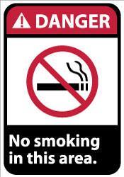 NMC - "Danger - No Smoking in This Area", 14" Long x 10" Wide, Rigid Plastic Safety Sign - Rectangle, 0.05" Thick, Use for Accident Prevention - Apex Tool & Supply