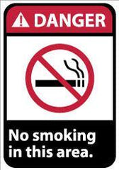 NMC - "Danger - No Smoking in This Area", 14" Long x 10" Wide, Rigid Plastic Safety Sign - Rectangle, 0.05" Thick, Use for Accident Prevention - Apex Tool & Supply