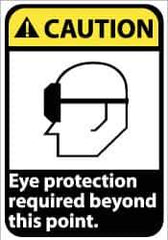 NMC - "Caution - Eye Protection Required Beyond This Point", 14" Long x 10" Wide, Pressure-Sensitive Vinyl Safety Sign - Rectangle, 0.004" Thick, Use for Accident Prevention - Apex Tool & Supply