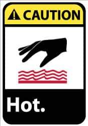 NMC - "Caution - Hot", 14" Long x 10" Wide, Rigid Plastic Safety Sign - Rectangle, 0.05" Thick, Use for Hazardous Materials - Apex Tool & Supply