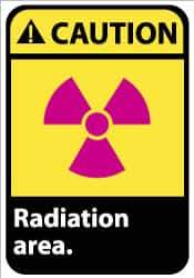 NMC - "Caution - Radiation Area", 14" Long x 10" Wide, Rigid Plastic Safety Sign - Rectangle, 0.05" Thick, Use for Accident Prevention - Apex Tool & Supply