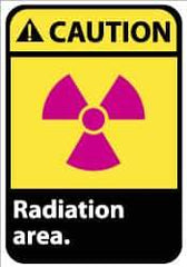 NMC - "Caution - Radiation Area", 14" Long x 10" Wide, Rigid Plastic Safety Sign - Rectangle, 0.05" Thick, Use for Accident Prevention - Apex Tool & Supply