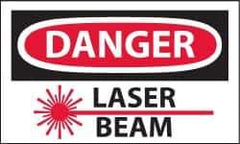 NMC - Accident Prevention Label, Header: DANGER - Legend: Danger - Laser Beam, English, Red, Black & White, 5" Long x 3" High, Sign Muscle Finish - Apex Tool & Supply