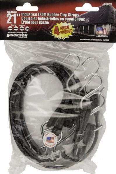 Erickson Manufacturing - Tarp Strap with S Hook - 21" OAL, Black - Apex Tool & Supply