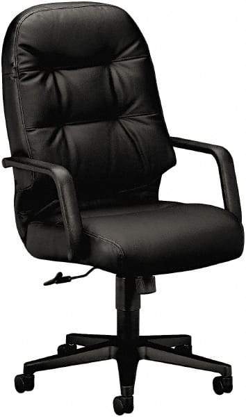 Hon - 25" High Pneumatic Height Adjustable Chair - 22" Wide x 18" Deep, Leather, Memory Foam Seat, Black - Apex Tool & Supply