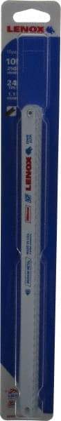 Lenox - 10" Long, 24 Teeth per Inch, Bi-Metal Hand Hacksaw Blade - Toothed Edge, 1/2" Wide x 0.023" Thick, Flexible - Apex Tool & Supply