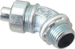 Cooper Crouse-Hinds - 3/8" Trade, Malleable Iron Threaded Angled Liquidtight Conduit Connector - Noninsulated - Apex Tool & Supply