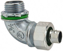 Cooper Crouse-Hinds - 3/8" Trade, Malleable Iron Threaded Angled Liquidtight Conduit Connector - Noninsulated - Apex Tool & Supply