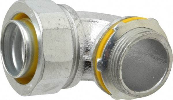 Cooper Crouse-Hinds - 1-1/4" Trade, Malleable Iron Threaded Angled Liquidtight Conduit Connector - Noninsulated - Apex Tool & Supply
