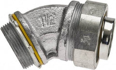 Cooper Crouse-Hinds - 1-1/2" Trade, Malleable Iron Threaded Angled Liquidtight Conduit Connector - Noninsulated - Apex Tool & Supply