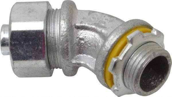 Cooper Crouse-Hinds - 3/8" Trade, Malleable Iron Threaded Angled Liquidtight Conduit Connector - Noninsulated - Apex Tool & Supply