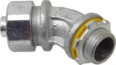Cooper Crouse-Hinds - 3/8" Trade, Malleable Iron Threaded Angled Liquidtight Conduit Connector - Noninsulated - Apex Tool & Supply