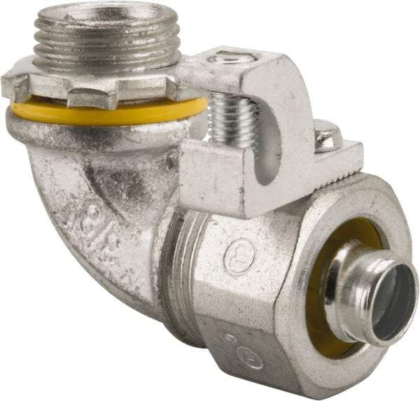Cooper Crouse-Hinds - 3/8" Trade, Malleable Iron Threaded Angled Liquidtight Conduit Connector - Noninsulated - Apex Tool & Supply