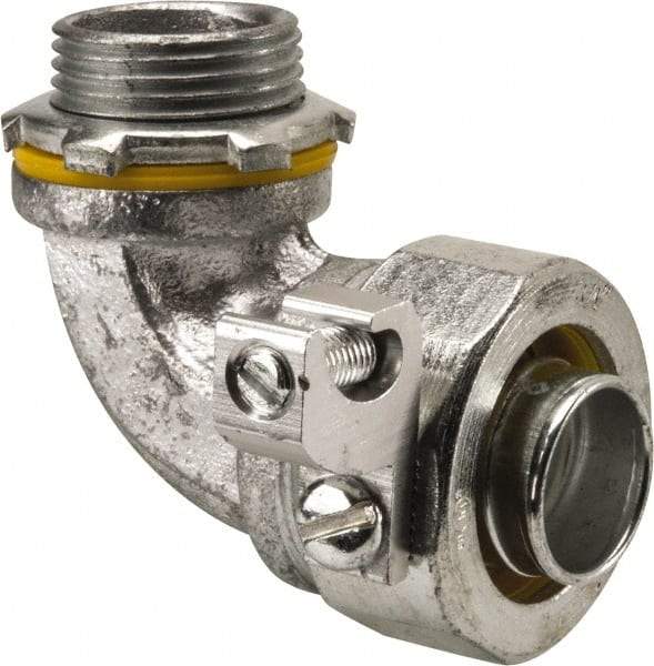 Cooper Crouse-Hinds - 3/4" Trade, Malleable Iron Threaded Angled Liquidtight Conduit Connector - Noninsulated - Apex Tool & Supply