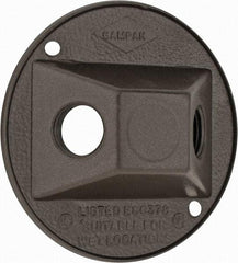 Cooper Crouse-Hinds - 2 Outlet, 1/2" Hole Diam, Powder Coat Finish, Round Noncorrosive Weatherproof Box Cover - 4-1/2" Wide x 9/16" High, Wet Locations, Aluminum, UL Listed - Apex Tool & Supply