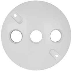 Cooper Crouse-Hinds - 3 Outlet, 1/2" Hole Diam, Powder Coat Finish, Round Noncorrosive Weatherproof Box Cover - 4-1/2" Wide x 9/16" High, Wet Locations, Aluminum, UL Listed - Apex Tool & Supply