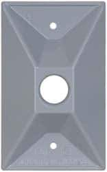 Cooper Crouse-Hinds - 1 Outlet, 1/2" Hole Diam, Powder Coat Finish, Rectangle Noncorrosive Weatherproof Box Cover - 4-1/2" Long x 2-3/4" Wide x 7/8" High, Wet Locations, Aluminum, UL Listed - Apex Tool & Supply