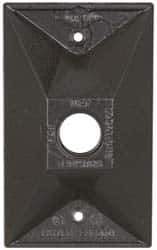 Cooper Crouse-Hinds - 1 Outlet, 1/2" Hole Diam, Powder Coat Finish, Rectangle Noncorrosive Weatherproof Box Cover - 4-1/2" Long x 2-3/4" Wide x 7/8" High, Wet Locations, Aluminum, UL Listed - Apex Tool & Supply