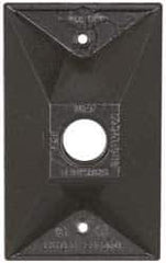 Cooper Crouse-Hinds - 1 Outlet, 1/2" Hole Diam, Powder Coat Finish, Rectangle Noncorrosive Weatherproof Box Cover - 4-1/2" Long x 2-3/4" Wide x 7/8" High, Wet Locations, Aluminum, UL Listed - Apex Tool & Supply
