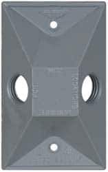 Cooper Crouse-Hinds - 2 Outlet, 1/2" Hole Diam, Powder Coat Finish, Rectangle Noncorrosive Weatherproof Box Cover - 4-5/8" Long x 2-7/8" Wide x 1-1/16" High, Wet Locations, Aluminum, UL Listed - Apex Tool & Supply
