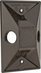 Cooper Crouse-Hinds - 2 Outlet, 1/2" Hole Diam, Powder Coat Finish, Rectangle Noncorrosive Weatherproof Box Cover - 4-5/8" Long x 2-7/8" Wide x 1-1/16" High, Wet Locations, Aluminum, UL Listed - Apex Tool & Supply