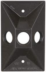 Cooper Crouse-Hinds - 3 Outlet, 1/2" Hole Diam, Powder Coat Finish, Rectangle Noncorrosive Weatherproof Box Cover - 4-5/8" Long x 2-7/8" Wide x 1-1/16" High, Wet Locations, Aluminum, UL Listed - Apex Tool & Supply