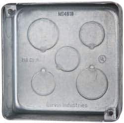 Cooper Crouse-Hinds - 1 Gang, (15) 1/2 & 3/4" Knockouts, Steel Square Outlet Box - 4" Overall Height x 4" Overall Width x 1-1/2" Overall Depth - Apex Tool & Supply