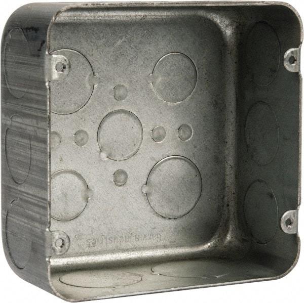 Cooper Crouse-Hinds - 1 Gang, (13) 1, 1/2 & 3/4" Knockouts, Steel Square Outlet Box - 4-11/16" Overall Height x 4-11/16" Overall Width x 2-1/8" Overall Depth - Apex Tool & Supply